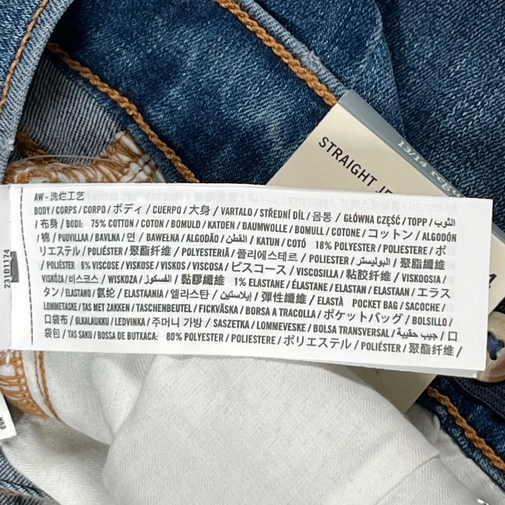 New Abercrombie Kids Straight Jean 13/14 Blue Medium Wash Adjustable Waist NWT